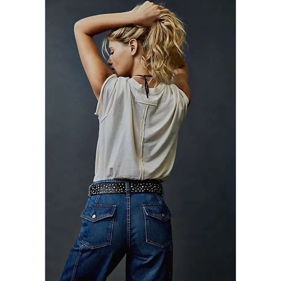 Free People Harlow Mid-Rise Wide Leg Jeans We The Free Denim Blue - Picture 3 of 5